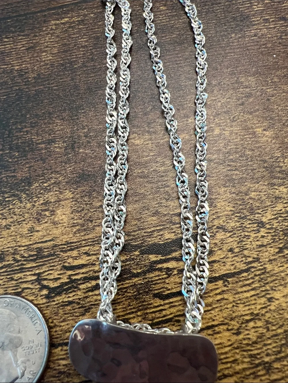Hammered Sterling Silver Cross Pendant Necklace